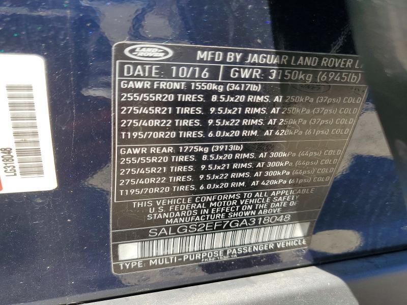 SALGS2EF7GA318048 2016 Land Rover Range Rover photo no. 13