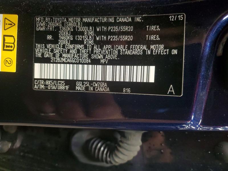 2016 Lexus RX — VIN 2T2BZMCA6GC010084, şəkil 14