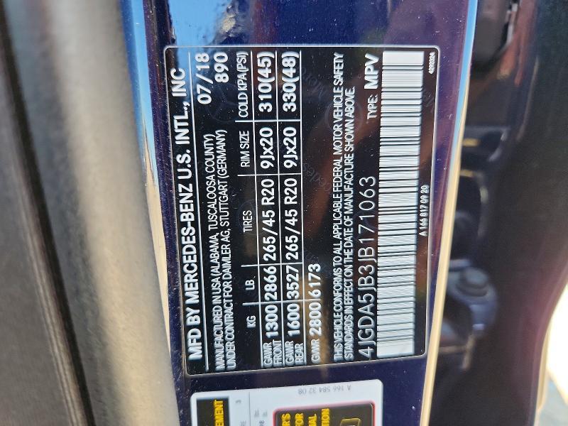 2018 Mercedes-Benz GLE-Class — VIN 4JGDA5JB3JB171063, şəkil 12