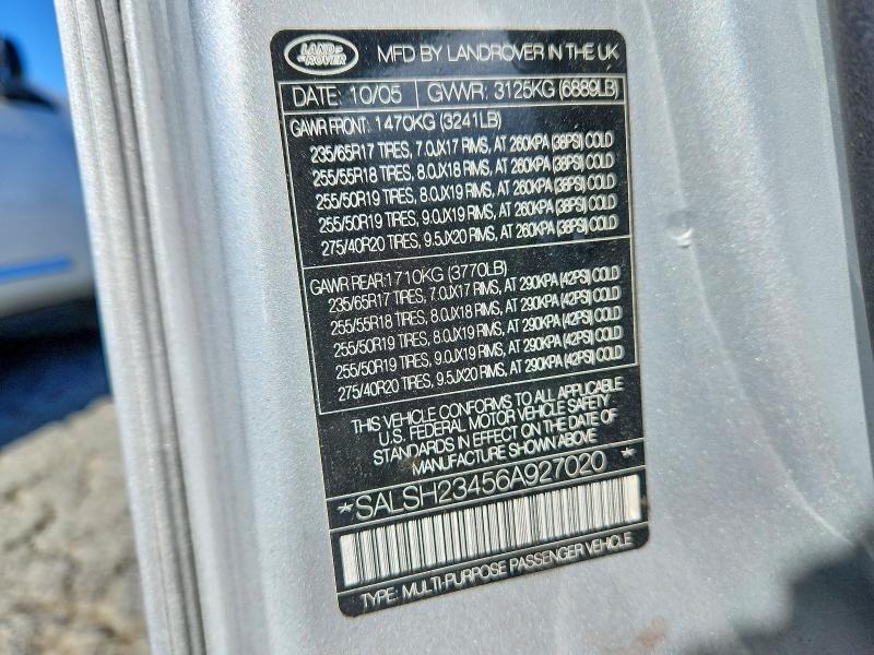 SALSH23456A927020 2006 Land Rover Range Rover photo no. 13