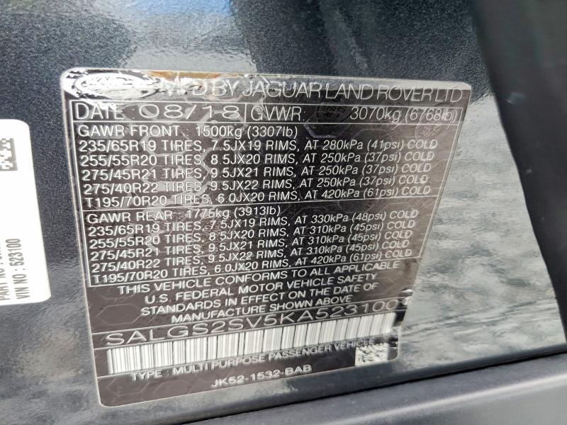SALGS2SV5KA523100 2019 Land Rover Range Rover photo no. 13