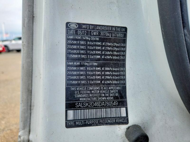 SALSK2D46DA760549 2013 Land Rover Range Rover photo no. 13