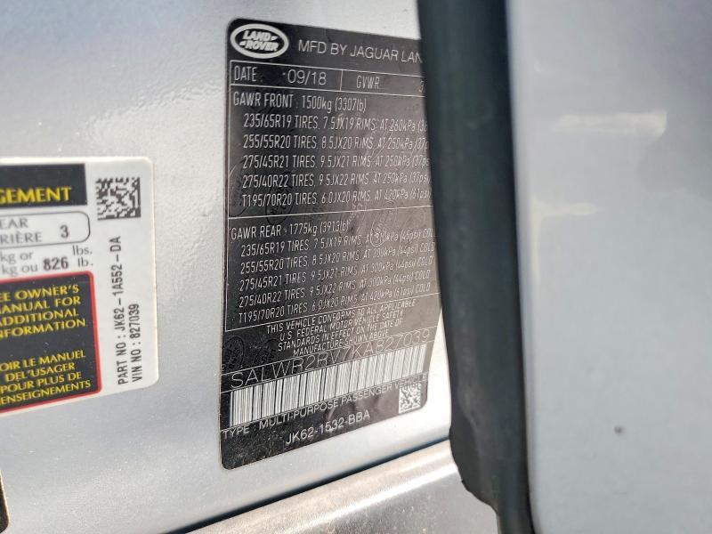 SALWR2RV7KA827039 2019 Land Rover Range Rover photo no. 13
