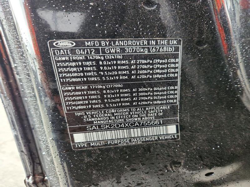 SALSK2D4XCA755661 2012 Land Rover Range Rover photo no. 12