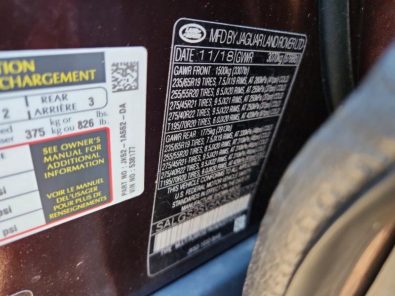 SALGS2SV5KA538177 2019 Land Rover Range Rover photo no. 13