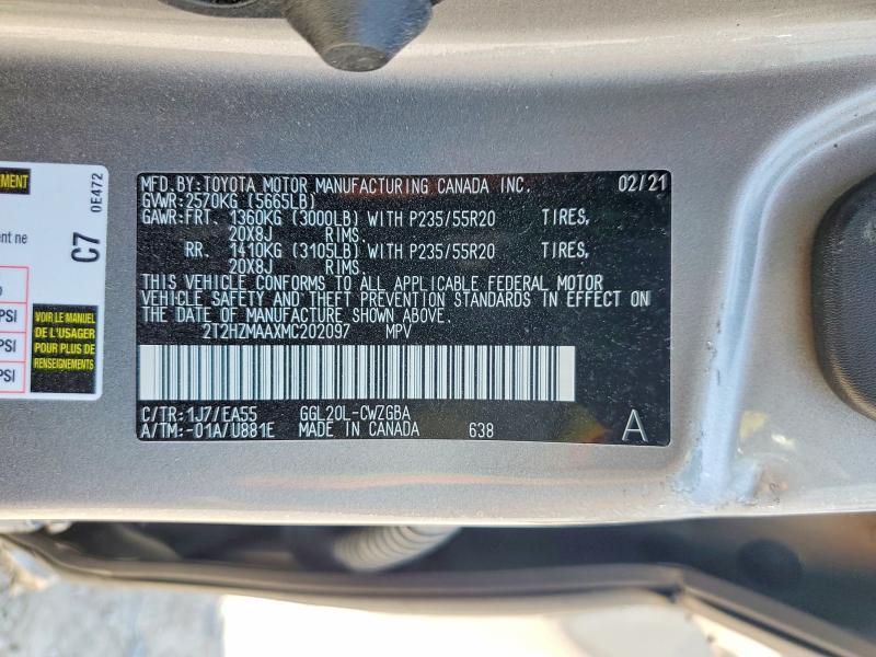 2021 Lexus RX — VIN 2T2HZMAAXMC202097, şəkil 13