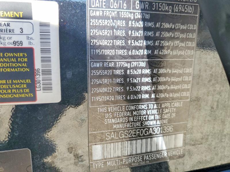 SALGS2EF0GA301396 2016 Land Rover Range Rover photo no. 13
