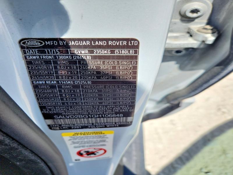 SALVD2BG1GH106848 2016 Land Rover Range Rover photo no. 12