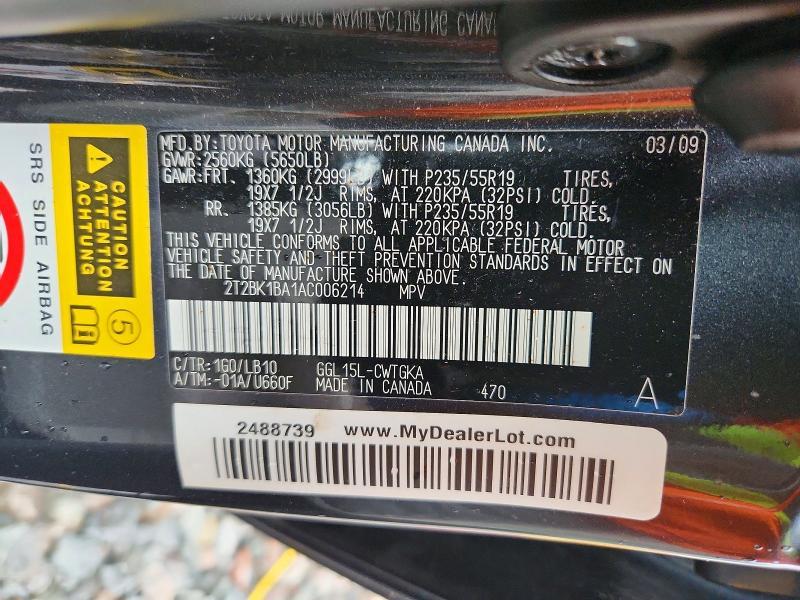 2T2BK1BA1AC006214 2010 Lexus RX photo no. 13