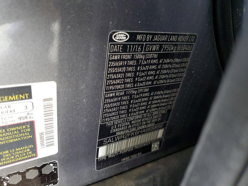 SALWR2FK6HA668856 2017 Land Rover Range Rover photo no. 13