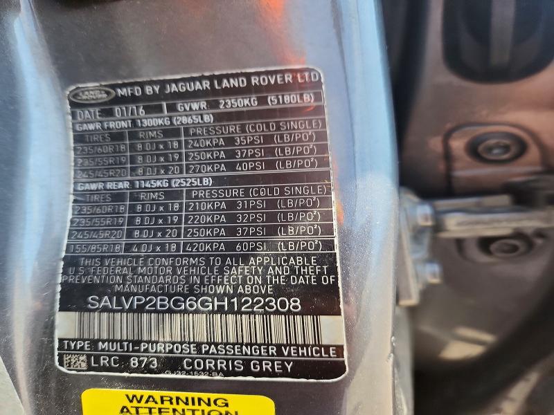 SALVP2BG6GH122308 2016 Land Rover Range Rover photo no. 13