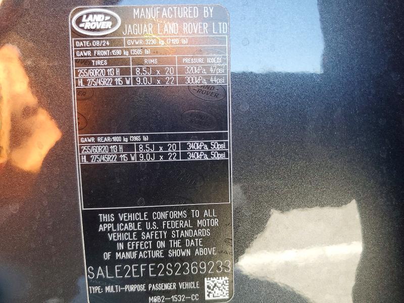 2025 Land Rover Defender — VIN SALE2EFE2S2369233, şəkil 13