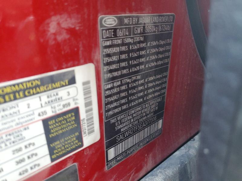 SALWR2TF5EA377316 2014 Land Rover Range Rover photo no. 13