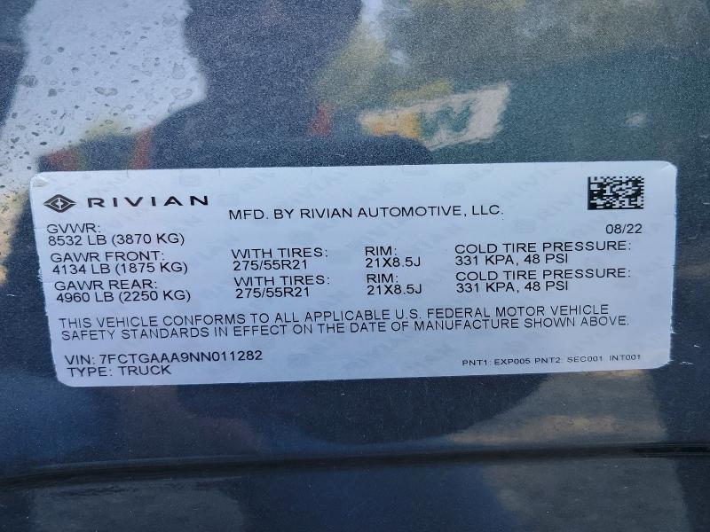 7FCTGAAA9NN011282 2022 Rivian R1T photo no. 12