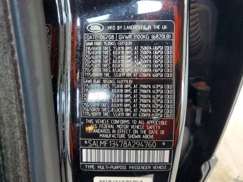 SALMF13478A294760 2008 Land Rover Range Rover photo no. 13