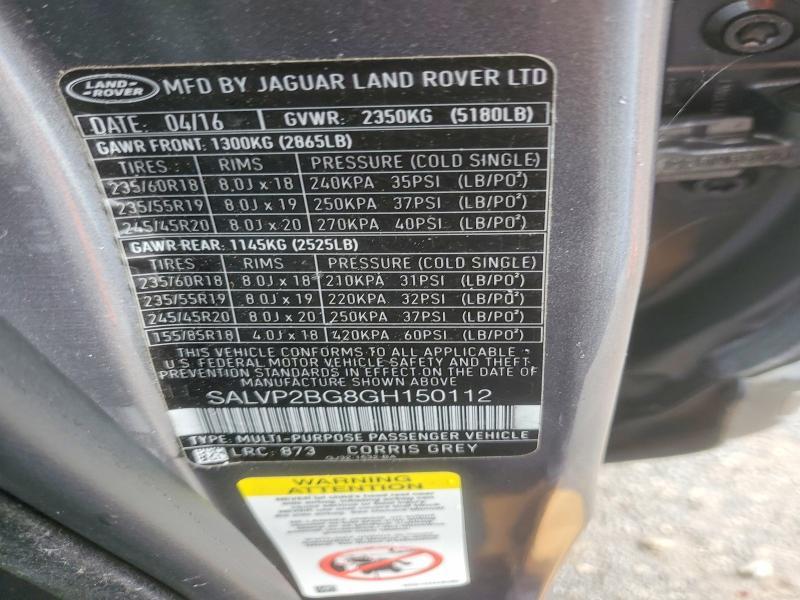 SALVP2BG8GH150112 2016 Land Rover Range Rover photo no. 13