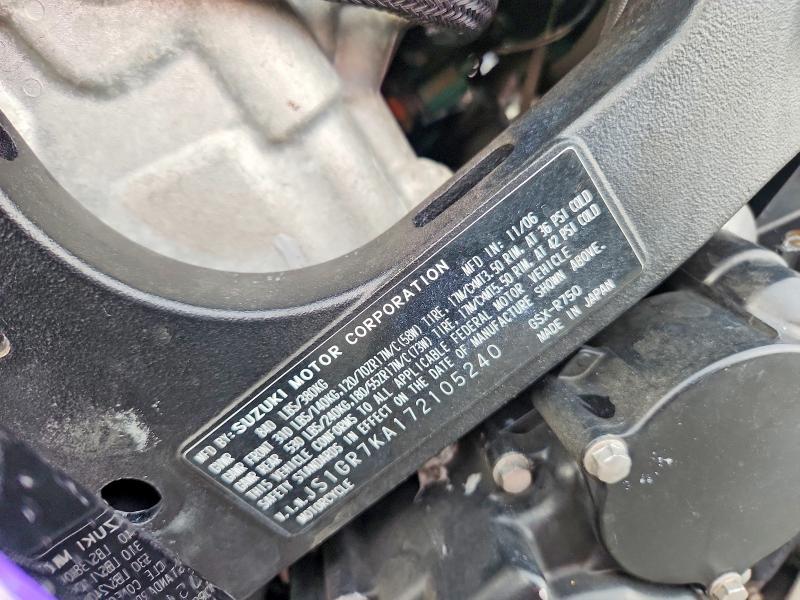 JS1GR7KA172105240 2007 Suzuki GSX-R750 photo no. 9