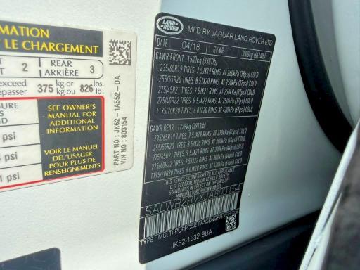 SALWR2RVXJA803154 2018 Land Rover Range Rover photo no. 11
