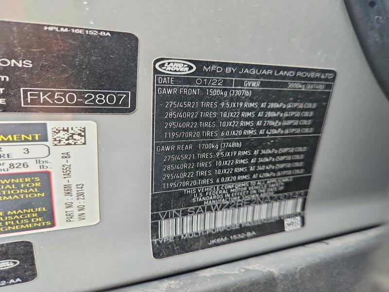2022 Land Rover Range Rover — VIN SALWZ2RE2NA230143, şəkil 13