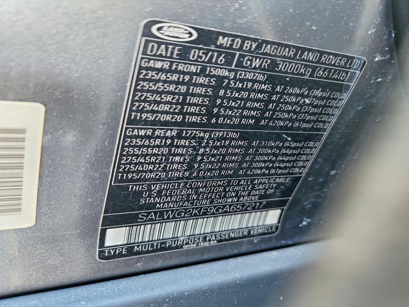 SALWG2KF9GA657217 2016 Land Rover Range Rover photo no. 13
