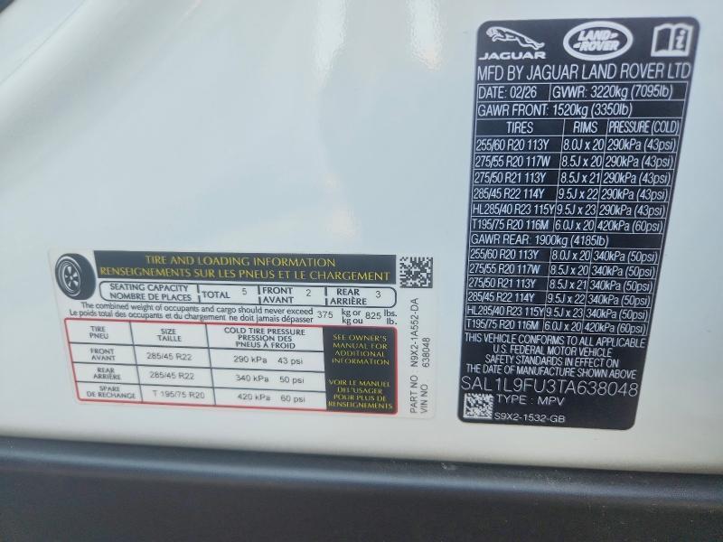 2026 Land Rover Range Rover — VIN SAL1L9FU3TA638048, şəkil 13
