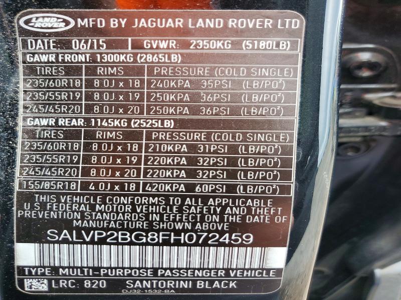 SALVP2BG8FH072459 2015 Land Rover Range Rover photo no. 13