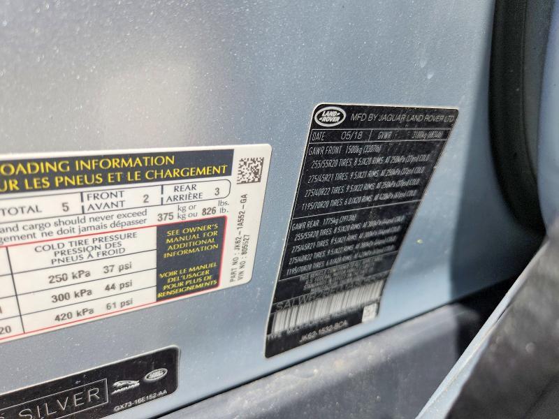 2018 Land Rover Range Rover — VIN SALWR2RE0JA805527, şəkil 13