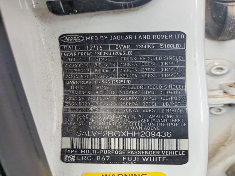 SALVP2BGXHH209436 2017 Land Rover Range Rover photo no. 13