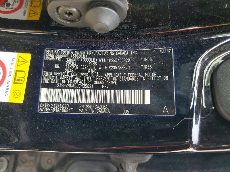 2018 Lexus RX — VIN 2T2BZMCA9JC135894, şəkil 13