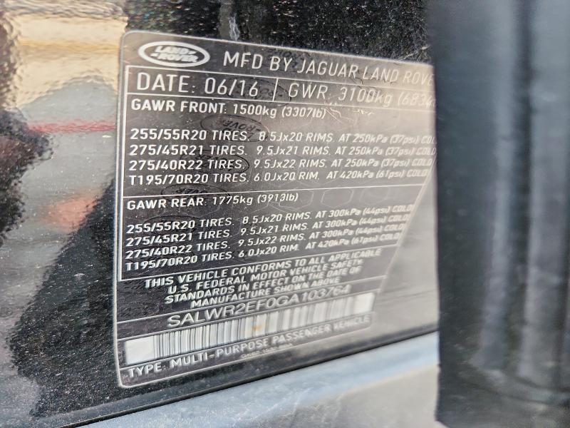 SALWR2EF0GA103764 2016 Land Rover Range Rover photo no. 13