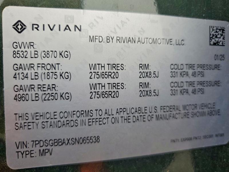 7PDSGBBAXSN065538 2025 Rivian R1S photo no. 14