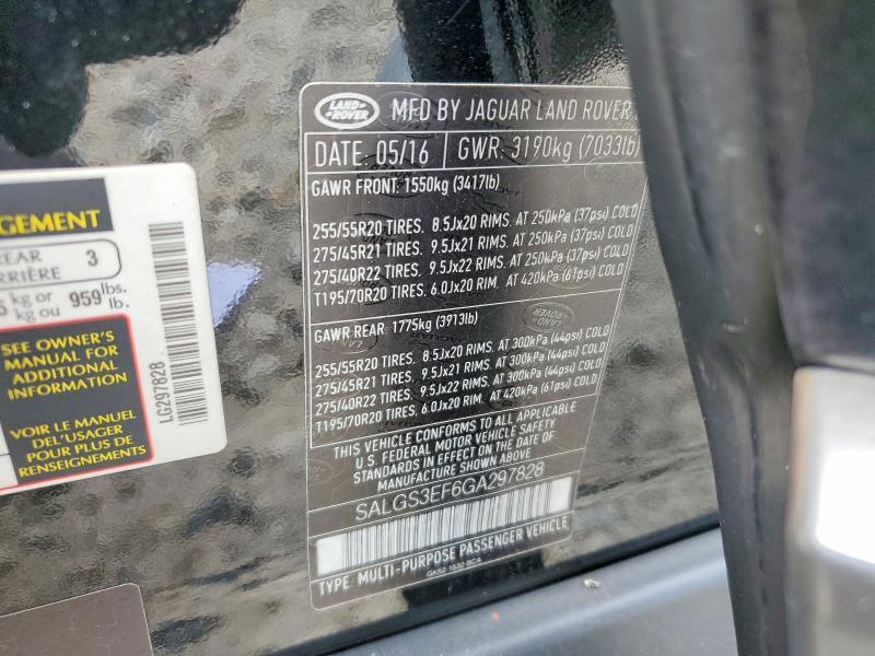 SALGS3EF6GA297828 2016 Land Rover Range Rover photo no. 13