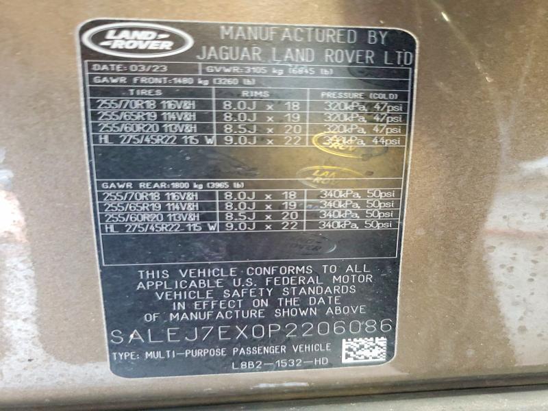 2023 Land Rover Defender — VIN SALEJ7EX0P2206086, şəkil 13