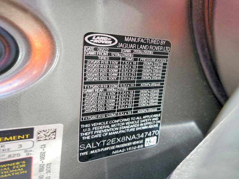 SALYT2EX8NA347470 2022 Land Rover Range Rover photo no. 14