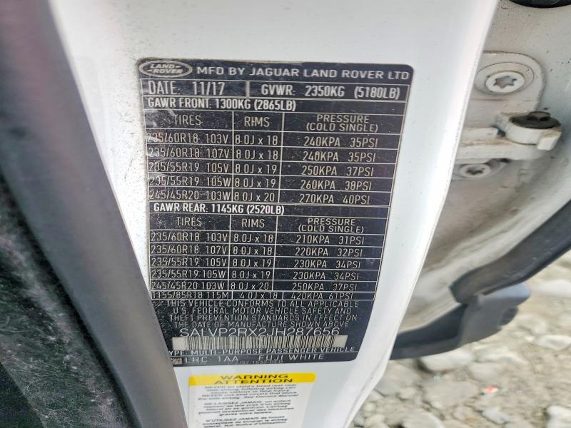 SALVP2RX2JH287656 2018 Land Rover Range Rover photo no. 12