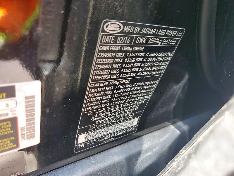 SALWR2VF9GA581682 2016 Land Rover Range Rover photo no. 13