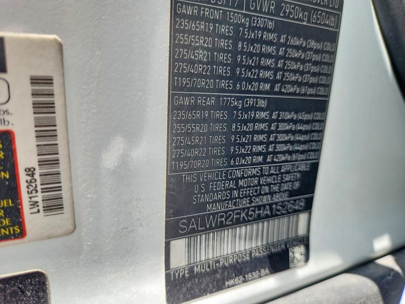 SALWR2FK5HA152648 2017 Land Rover Range Rover photo no. 13