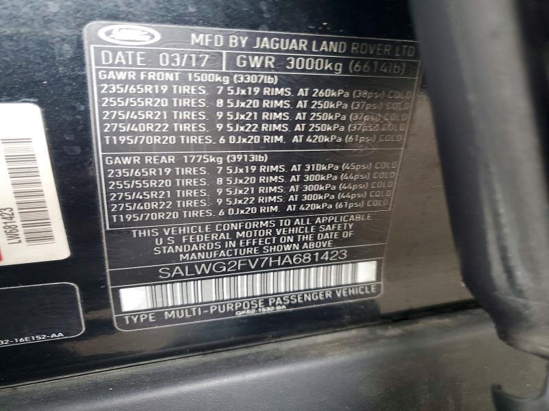 SALWG2FV7HA681423 2017 Land Rover Range Rover photo no. 13