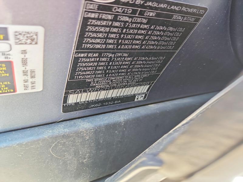 SALWR2RU8KA862891 2019 Land Rover Range Rover photo no. 12