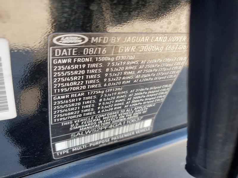 2016 Land Rover Range Rover — VIN SALWS2PF4GA110637, фото 13