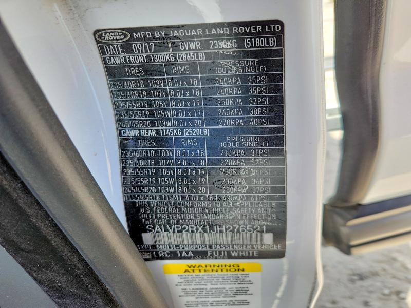 SALVP2RX1JH276521 2018 Land Rover Range Rover photo no. 12