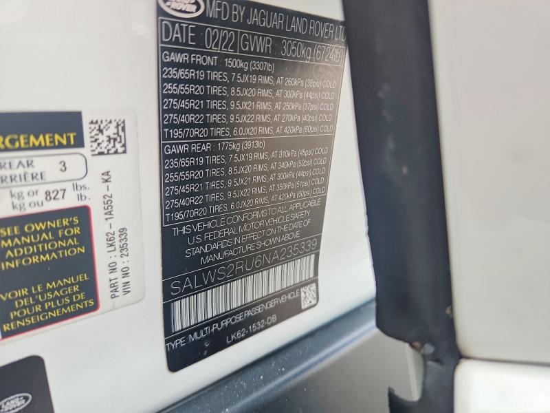 2022 Land Rover Range Rover — VIN SALWS2RU6NA235339, фото 13