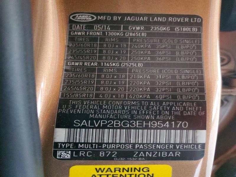 SALVP2BG3EH954170 2014 Land Rover Range Rover photo no. 12