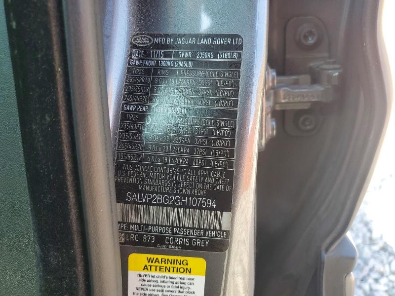 SALVP2BG2GH107594 2016 Land Rover Range Rover photo no. 13