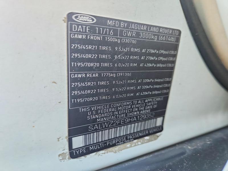 2017 Land Rover Range Rover — VIN SALWZ2FE9HA129352, фото 14
