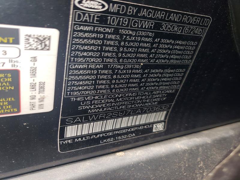 2020 Land Rover Range Rover — VIN SALWR2SU7LA703632, şəkil 13
