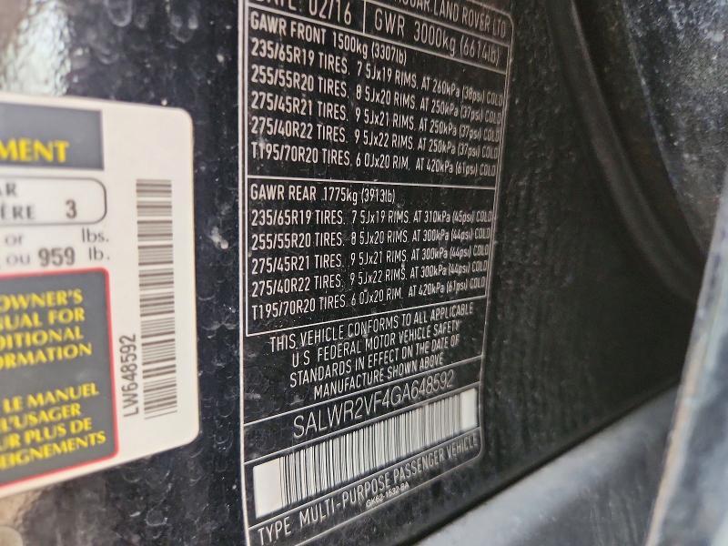 SALWR2VF4GA648592 2016 Land Rover Range Rover photo no. 13