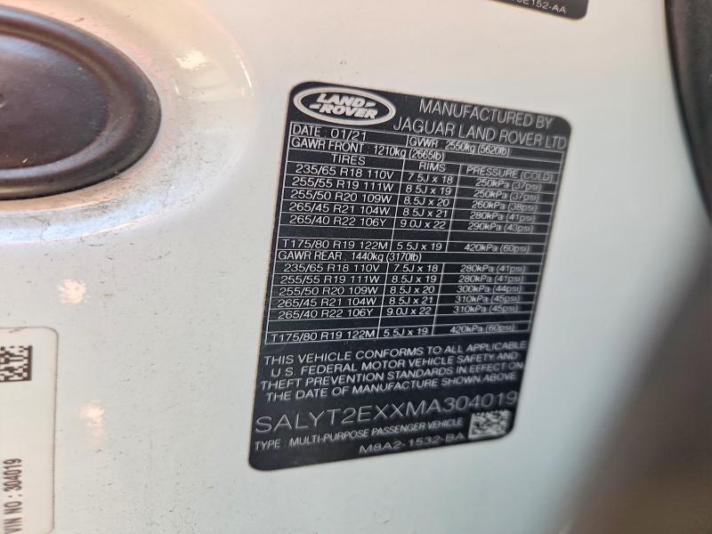 2021 Land Rover Range Rover — VIN SALYT2EXXMA304019, şəkil 12