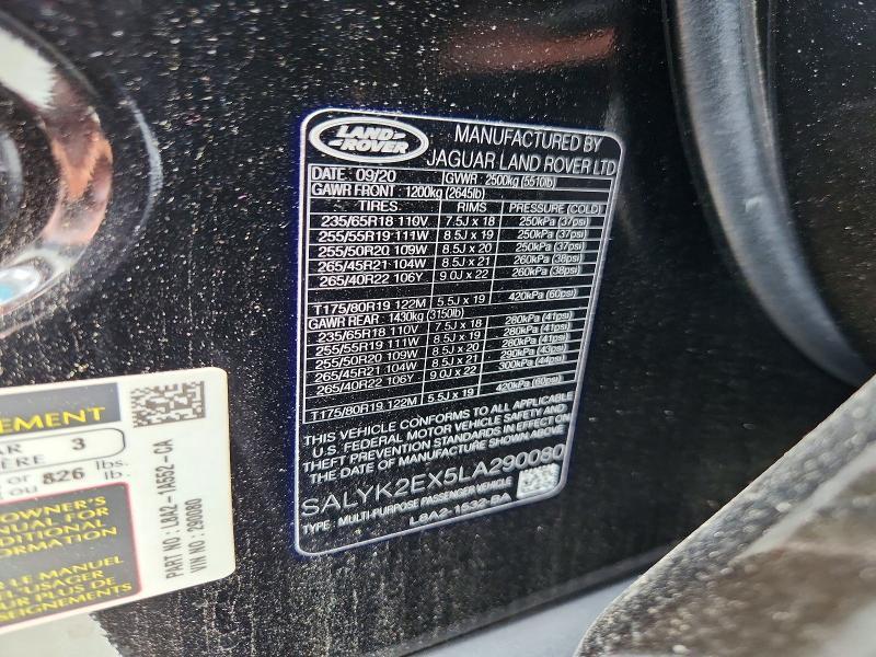 2020 Land Rover Range Rover — VIN SALYK2EX5LA290080, şəkil 14