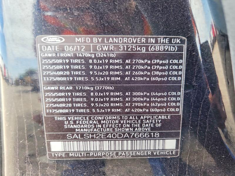 SALSH2E40DA766618 2013 Land Rover Range Rover photo no. 12